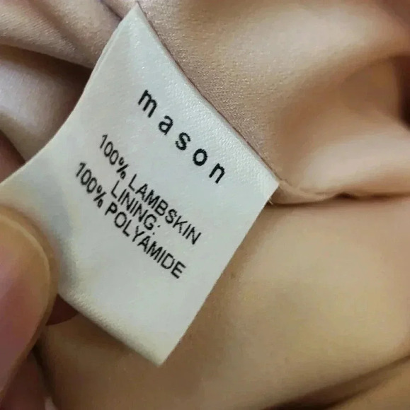 MICHELLE MASON Soft Lamb Leather Baseball Hem Mini Skirt in Blush Pink(0) - Picture 12 of 13